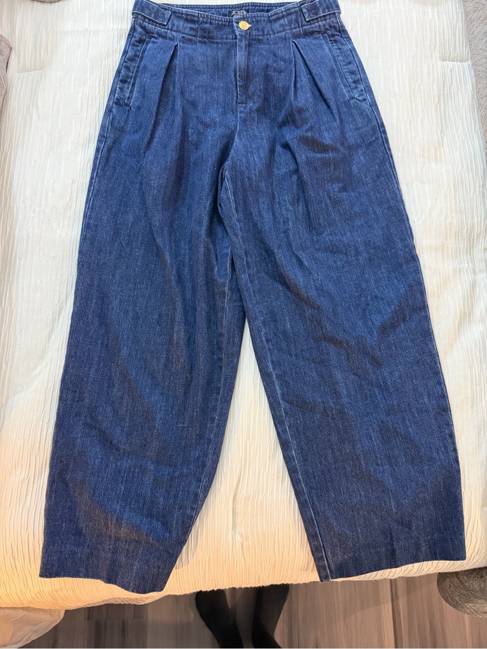 J. Crew Dark Blue Denim Jeans - Side Tab Waistband Detail